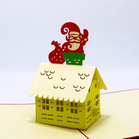NOL09 Santa Claus climbing the chimney  3D Pop Up Card