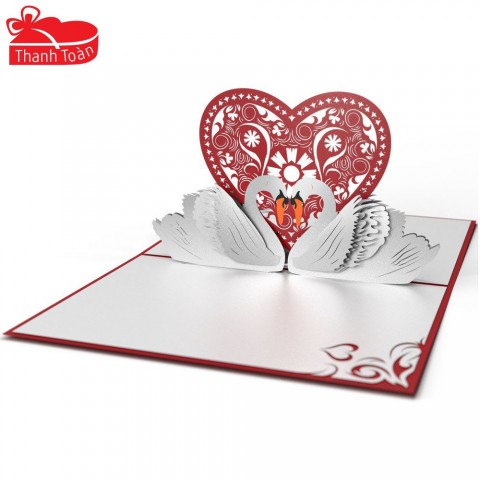 T29 Two swans and a heart (MEDIUM) 3D Pop Up Card