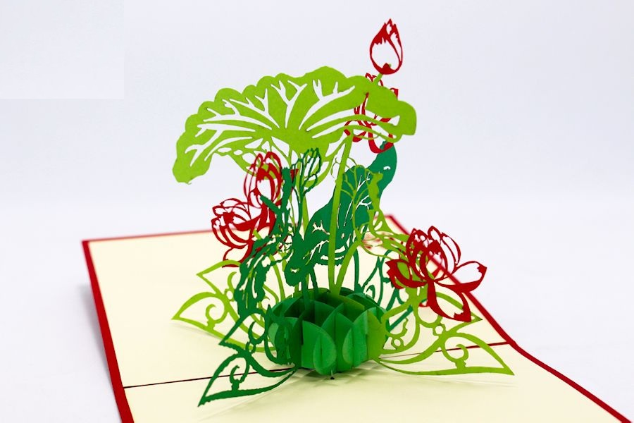Thiệp 3D Cây và hoa - Thanh Toàn - Hoa sen cỡ nhỏ - NV49 