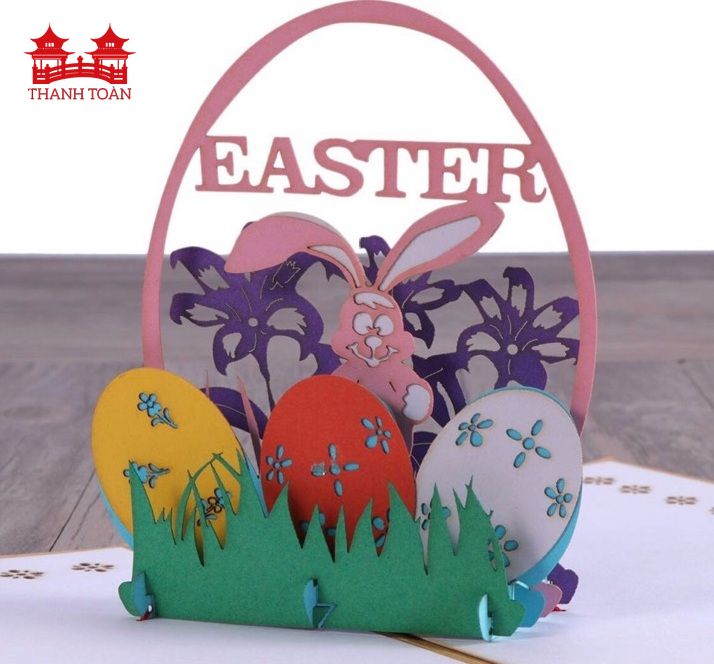 L114 Rabbit and Easter V1 (Big) 3D Pop Up Card