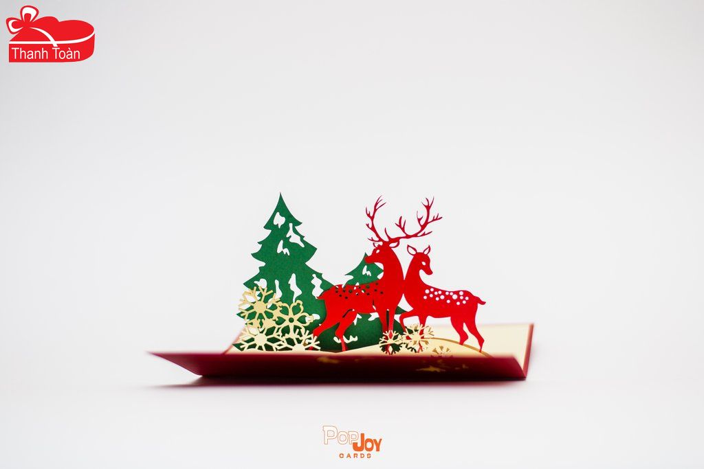 NOT19 Reindeer and the Pine Tree 3D Pop Up Card