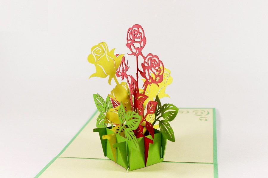 Thiệp 3D Hoa - Cả một vườn hồng Size nhỏ - NV54 