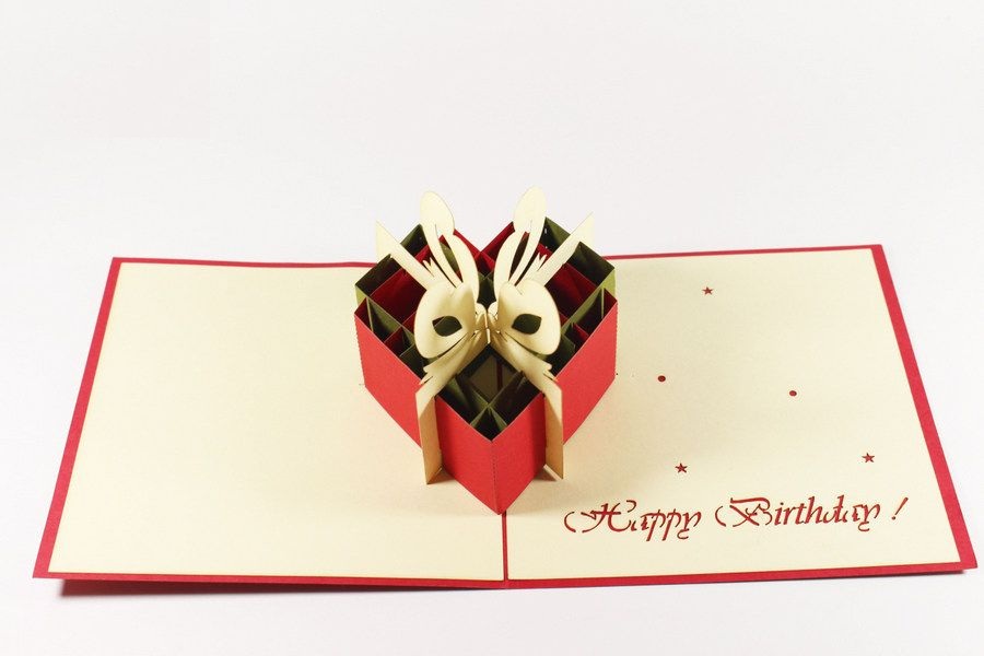 Vietnamese Pop-up Card - Birthday gift of love - NV24