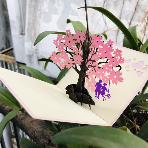 3D Flower Card - The couple with cherry blossoms - NV48