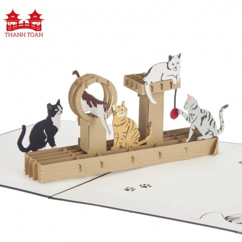 D39 2-Colors Cats (EXTRA BIG) 3D Pop Up Card