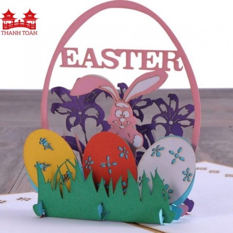 L114 Rabbit and Easter V1 (Big) 3D Pop Up Card