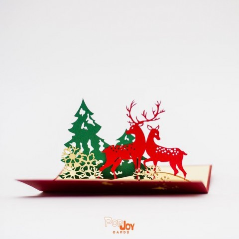 NOT19 Reindeer and the Pine Tree 3D Pop Up Card