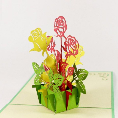 Thiệp 3D Hoa - Cả một vườn hồng Size nhỏ - NV54 