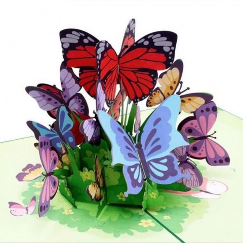 Thiệp 3D Thanh Toàn - Thiệp 3D Con vật - Đàn bướm khoe sắc - ASP07